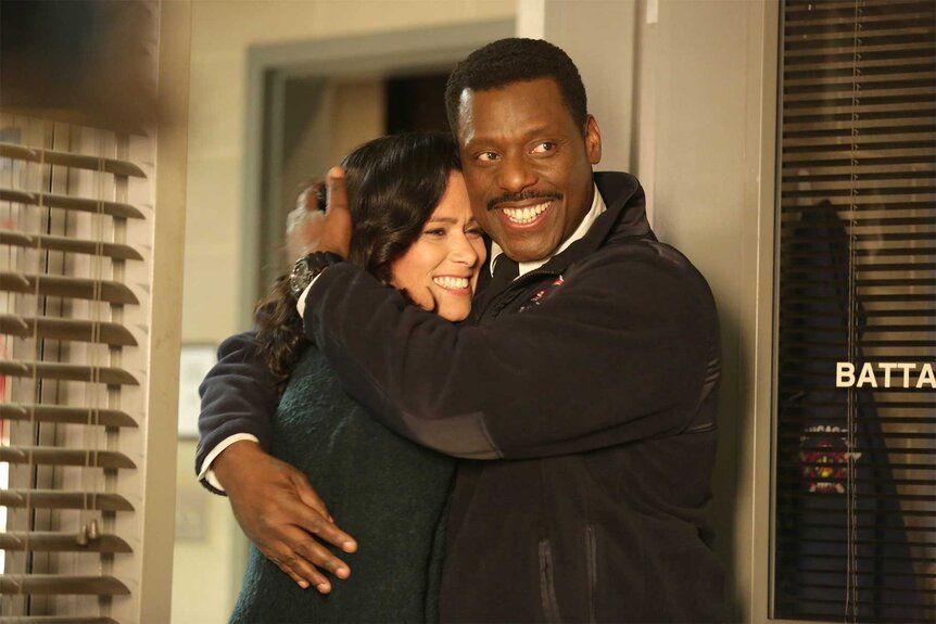 Donna Robbins (Melissa Ponzio) and Chief Wallace Boden (Eamonn Walker) on Chicago Fire Season 2 Episode 20, "A Heavy Weight". Photo: Elizabeth Morris/NBC/NBCU Photo Bank
