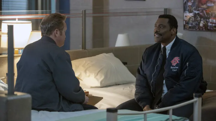 CHICAGO FIRE -- "Double Red" Episode 909 -- Pictured: (l-r) Christian Stolte as Randy Mouch” McHolland, Eamonn Walker as Wallace Boden -- (Photo by: Adrian S. Burrows Sr./NBC) /